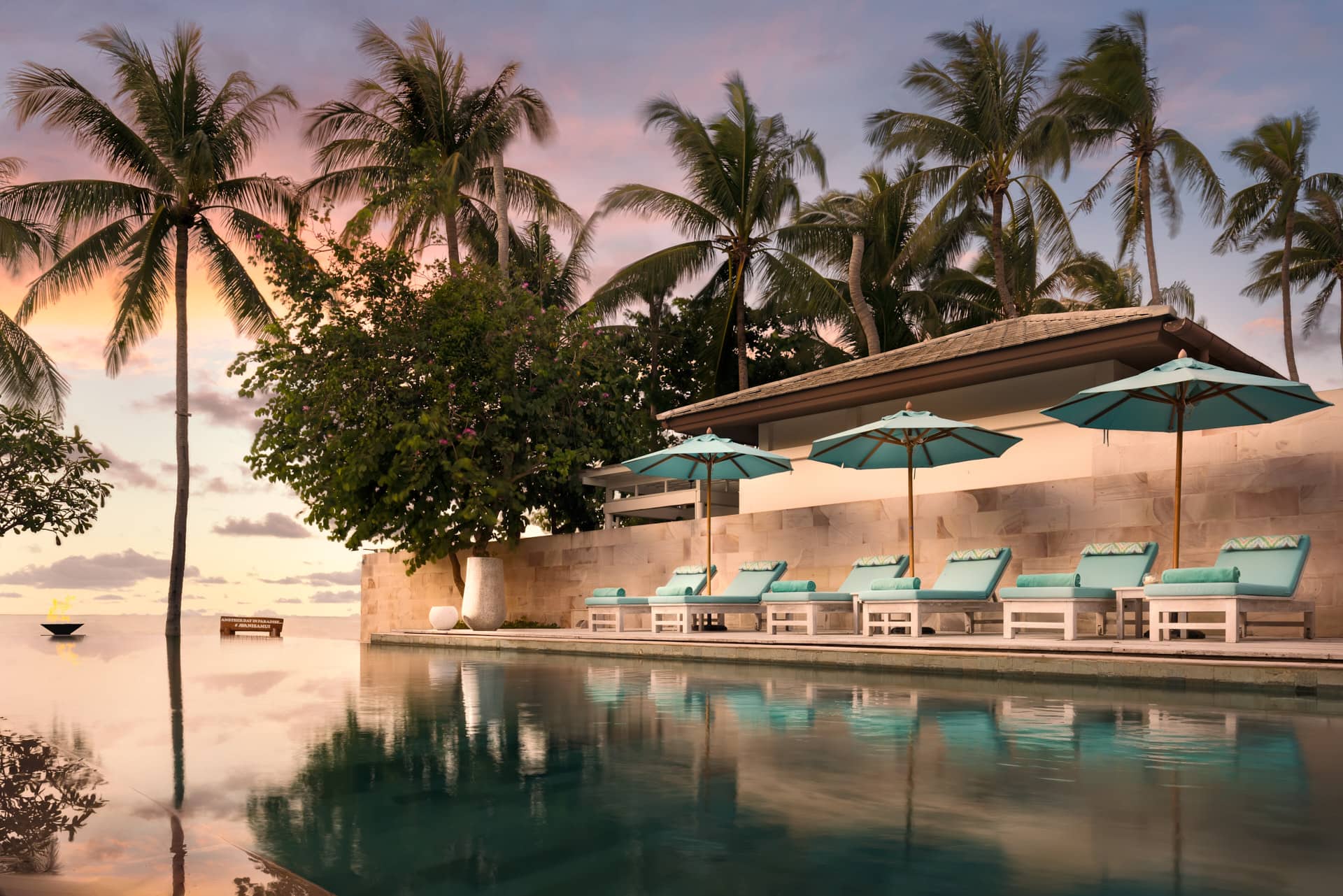 What My Clients Say - Top Hotel Photographer 2 Professional hotel photography Thailand - luxury resort twilight exterior with warm lighting and tropical landscape by Bruce Vincentiis